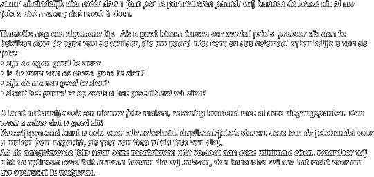 Stuur uiteindelijk niet m��r dan 1 foto per te portretteren paard! W�j kunnen de keuze uit al uw foto's niet maken; dat moet � doen.