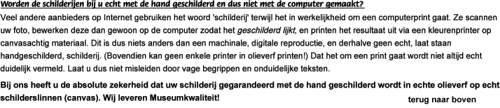 Worden de schilderijen bij u echt met de hand geschilderd en dus niet met de computer gemaakt?